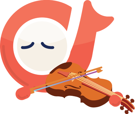 The MusPal mascot playing the violin